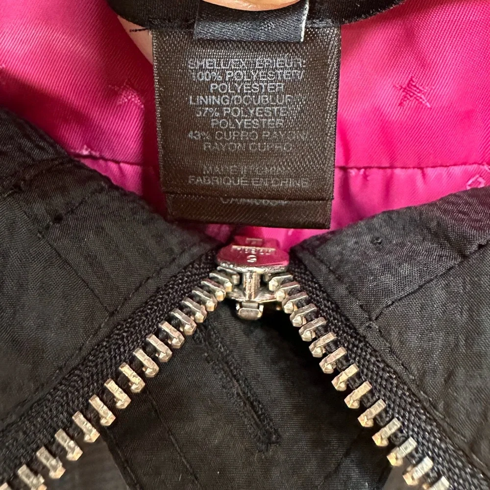 Marc by Marc Jakobs Black Rain Coat Lightweight Jacket Pink Lining Zip & Button